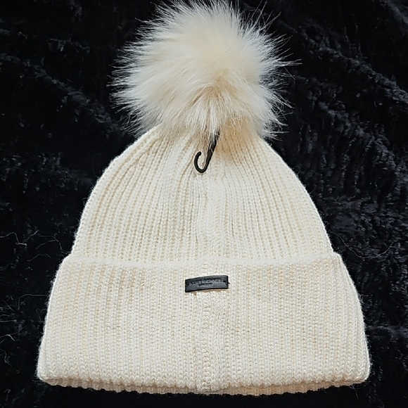 Kurt Geiger Cream Knit Beanie with Rhinestone Accents NWT - Picture 5 of 8